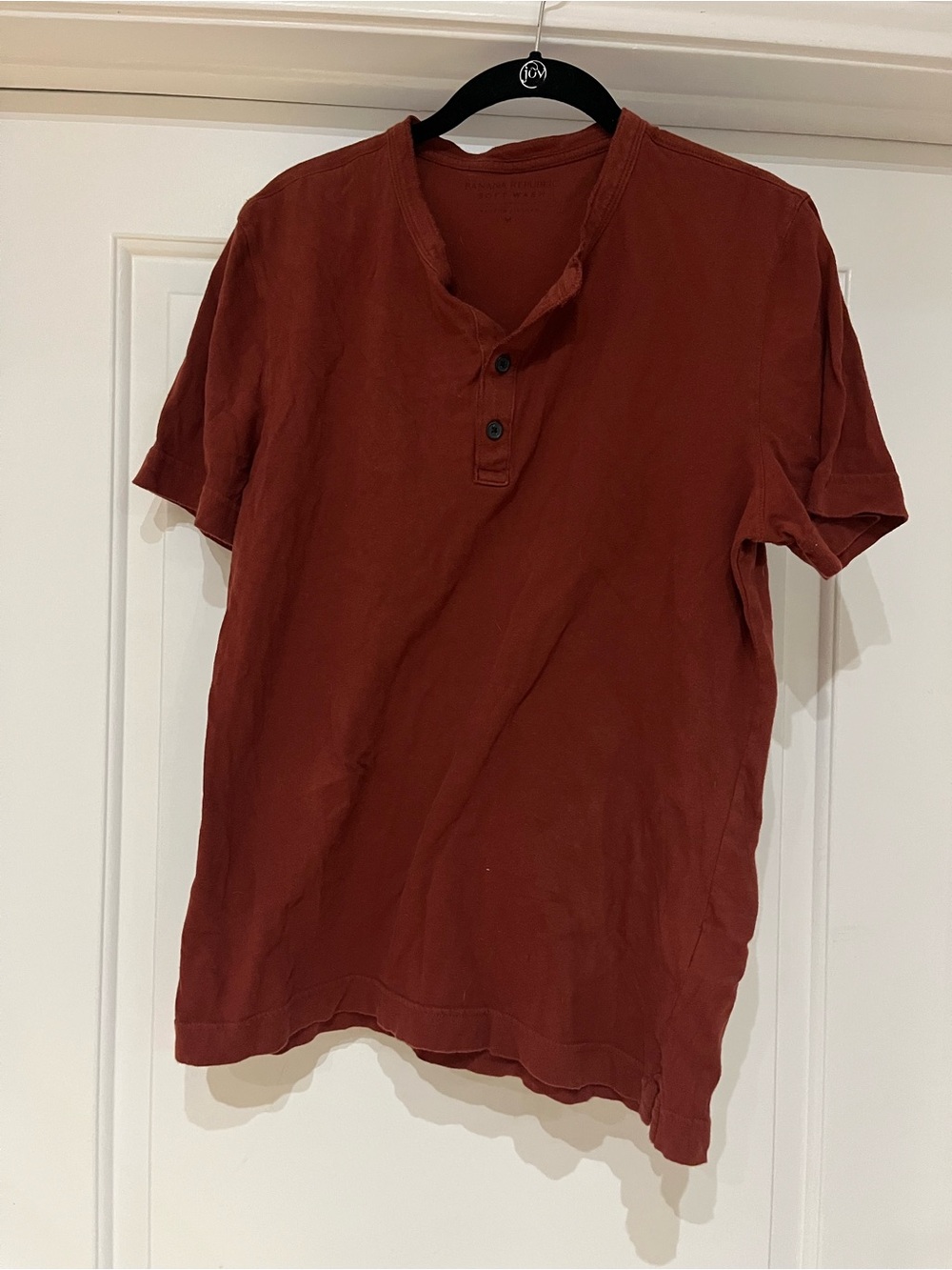 Banana Republic Men's Brick Red Short-Sleeve Henley